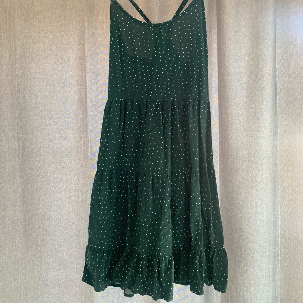 beautiful forest green polka dot dress